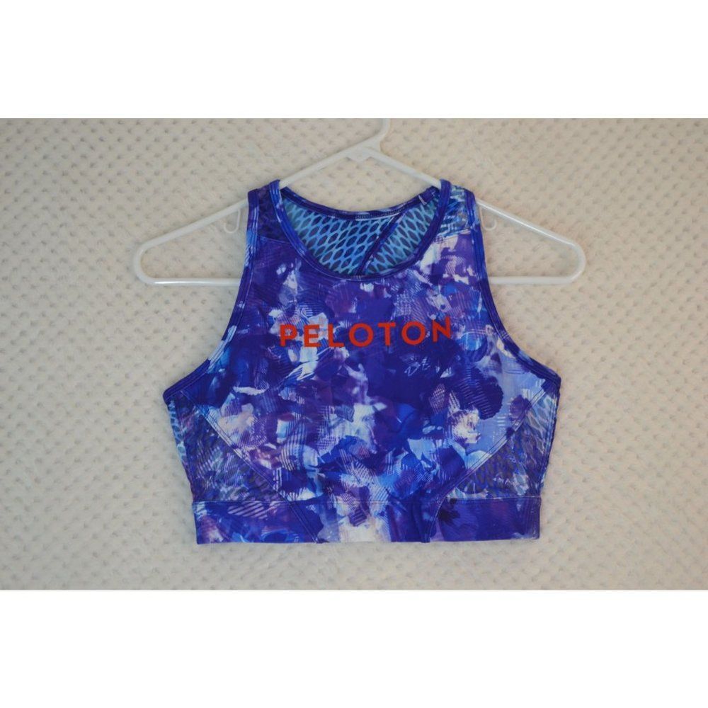 Peloton Blue Moves Women's Medium Blue High Neck Racer Back Sports Bra